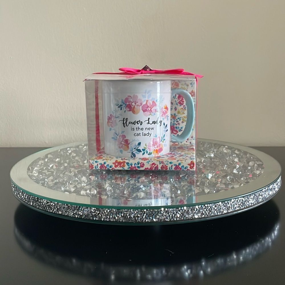 New in box Eccolo Flower lady ceramic coffee mug floral print perfect gift